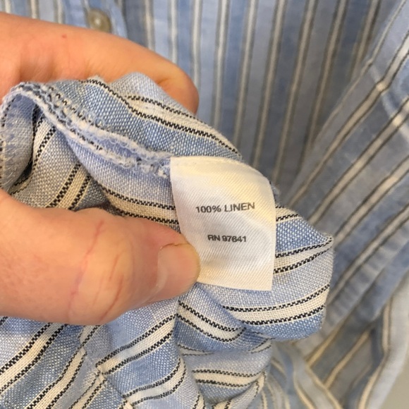 J Jill *Love Linen* Blue and White Striped Button-Up Shirt Dress size small - Picture 8 of 11